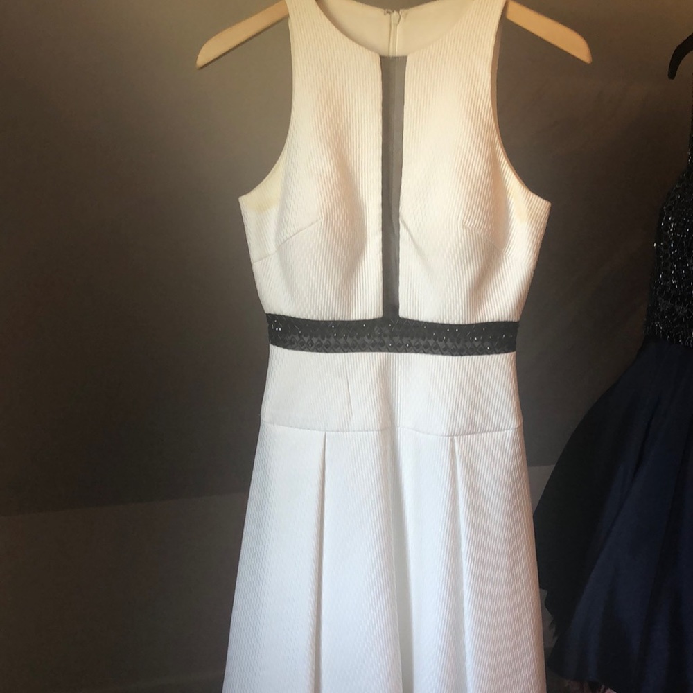 Ieena Mac Duggal white with black cocktail dress